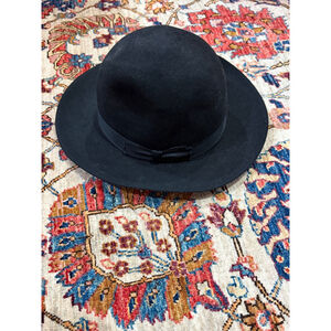 Bailey Black Felt Fedora Hat Genuine Fur Felt Made USA Size 7 1/8